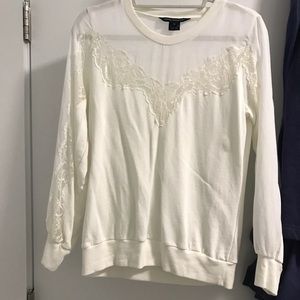 French connection white lace pullover sweater